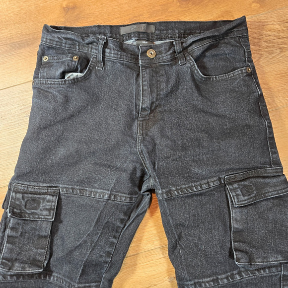 GS-115 Jeans Women’s Size 14 Black Distressed Denim Premium Casual Logo Pockets - Picture 2 of 11